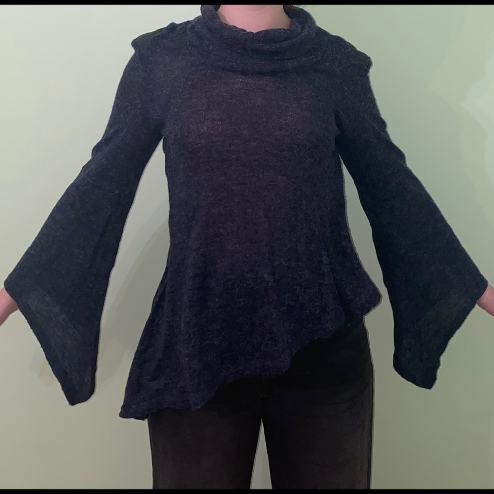 Y2K Open-Back Navy Blue Asymmetrical sweater - Picture 1 of 3